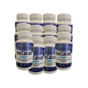 OstCálcio - Magnésio, Zinco, Manganês, Vitaminas D3 e K2 - 12 potes com 60 capsulas
