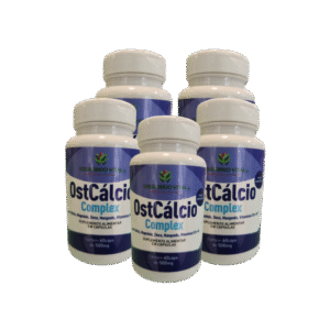 OstCálcio - Magnésio, Zinco, Manganês, Vitaminas D3 e K2 - 05 potes com 60 capsulas
